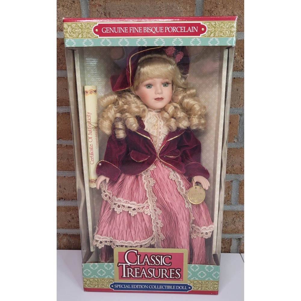 Classic Treasures Victorian Porcelain Doll Blonde Pink Dress Special Edition NIB